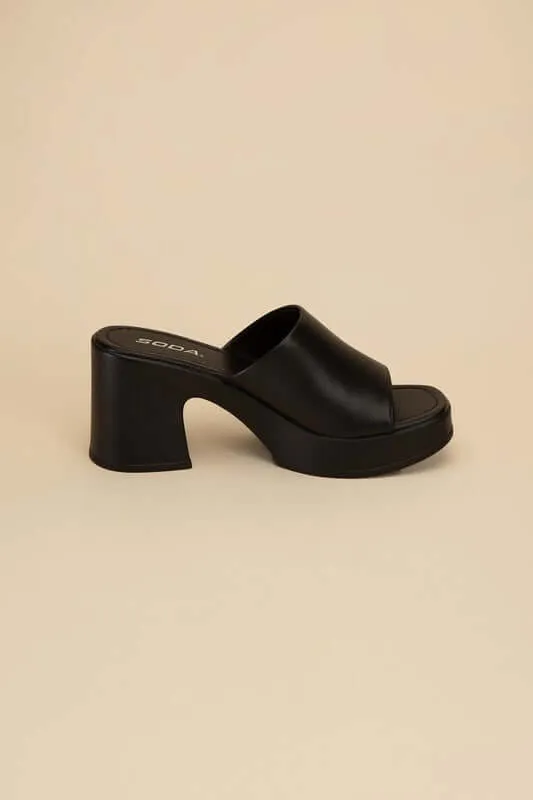 Typo Casual Block Heel Slide Mule