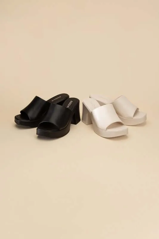 Typo Casual Block Heel Slide Mule