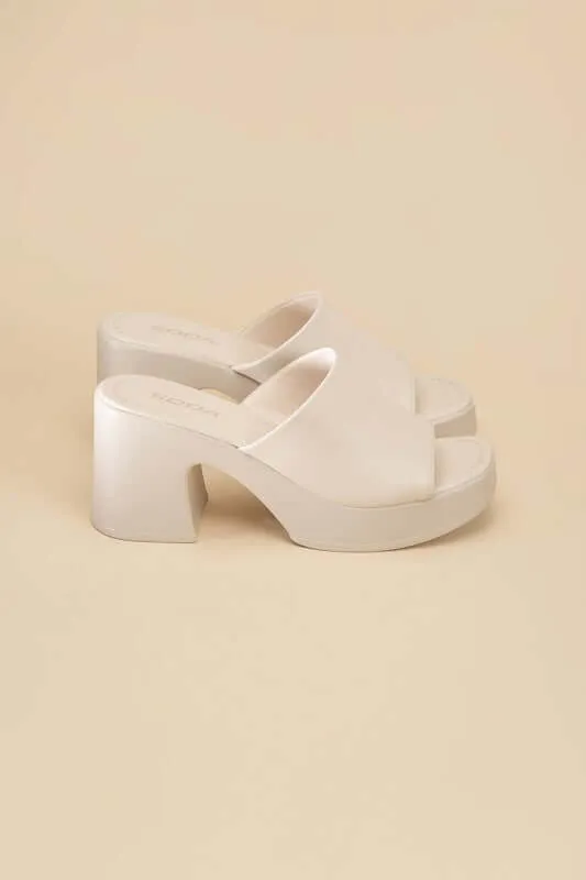 Typo Casual Block Heel Slide Mule