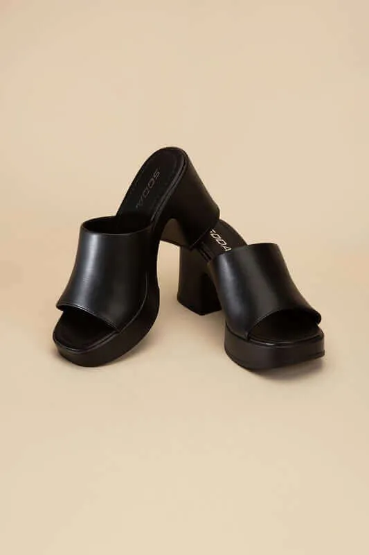 Typo Casual Block Heel Slide Mule