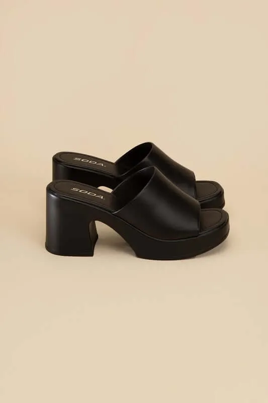 Typo Casual Block Heel Slide Mule