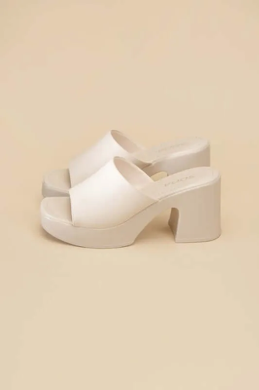 Typo Casual Block Heel Slide Mule