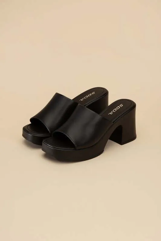 Typo Casual Block Heel Slide Mule