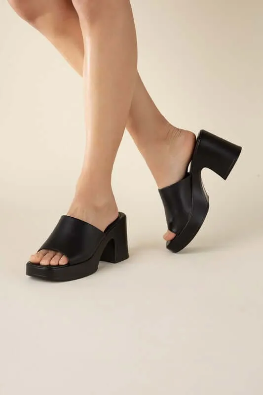 Typo Casual Block Heel Slide Mule