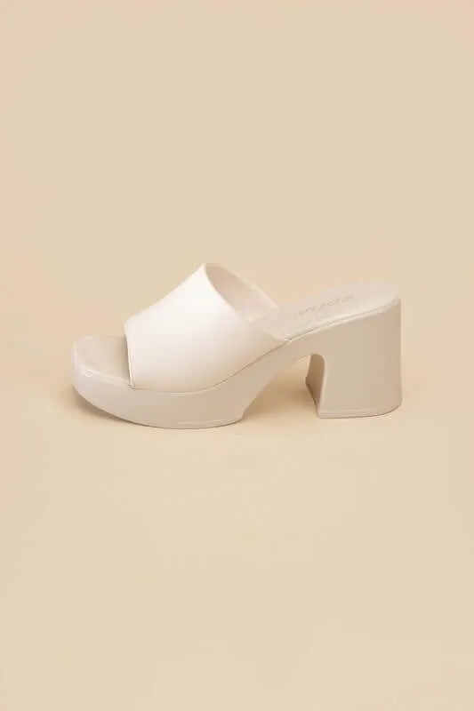 Typo Casual Block Heel Slide Mule