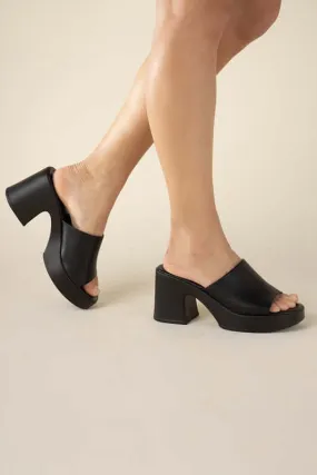 Typo Casual Block Heel Slide Mule