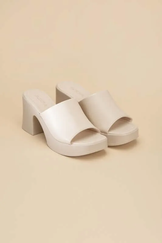 Typo Casual Block Heel Slide Mule