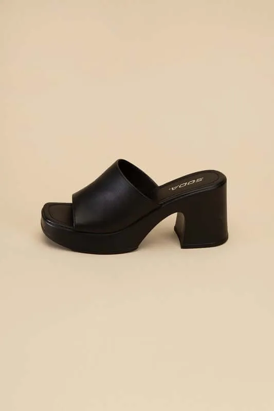 Typo Casual Block Heel Slide Mule