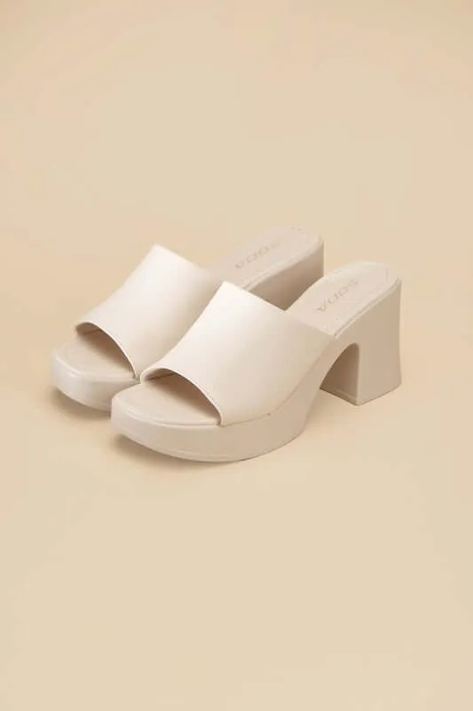 Typo Casual Block Heel Slide Mule