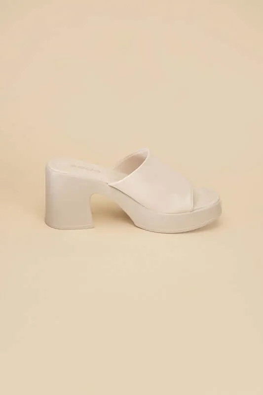 Typo Casual Block Heel Slide Mule