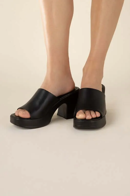 Typo Casual Block Heel Slide Mule