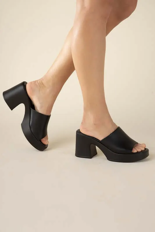 Typo Casual Block Heel Slide Mule