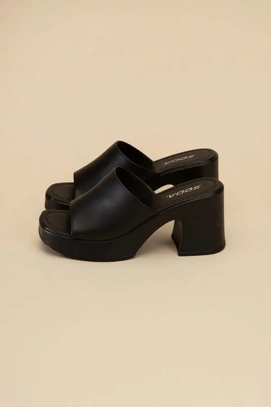 Typo Casual Block Heel Slide Mule