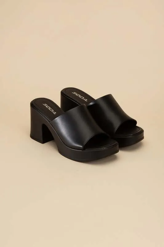 Typo Casual Block Heel Slide Mule