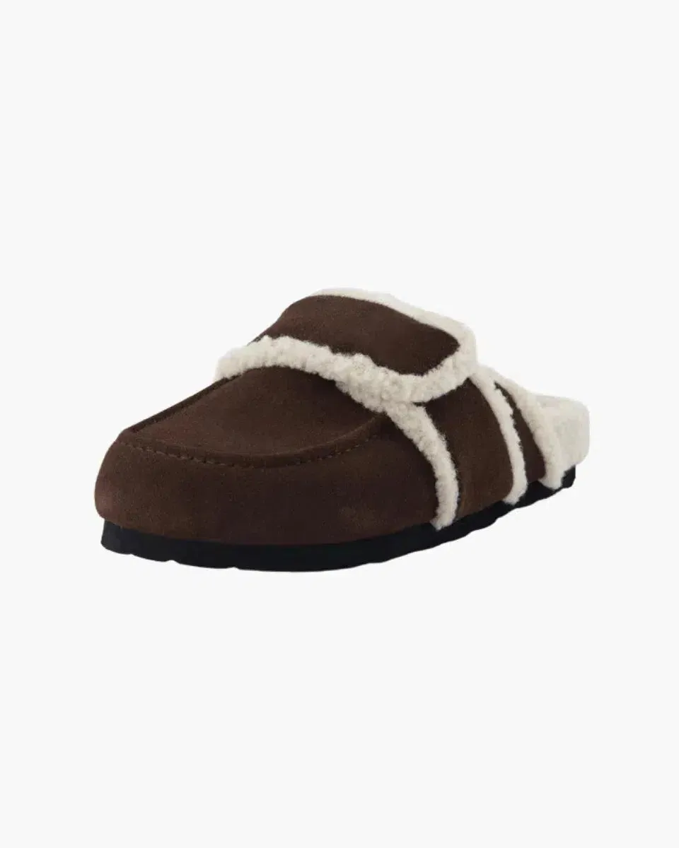 Vero – Faux sheepskin lining – Suede clogs