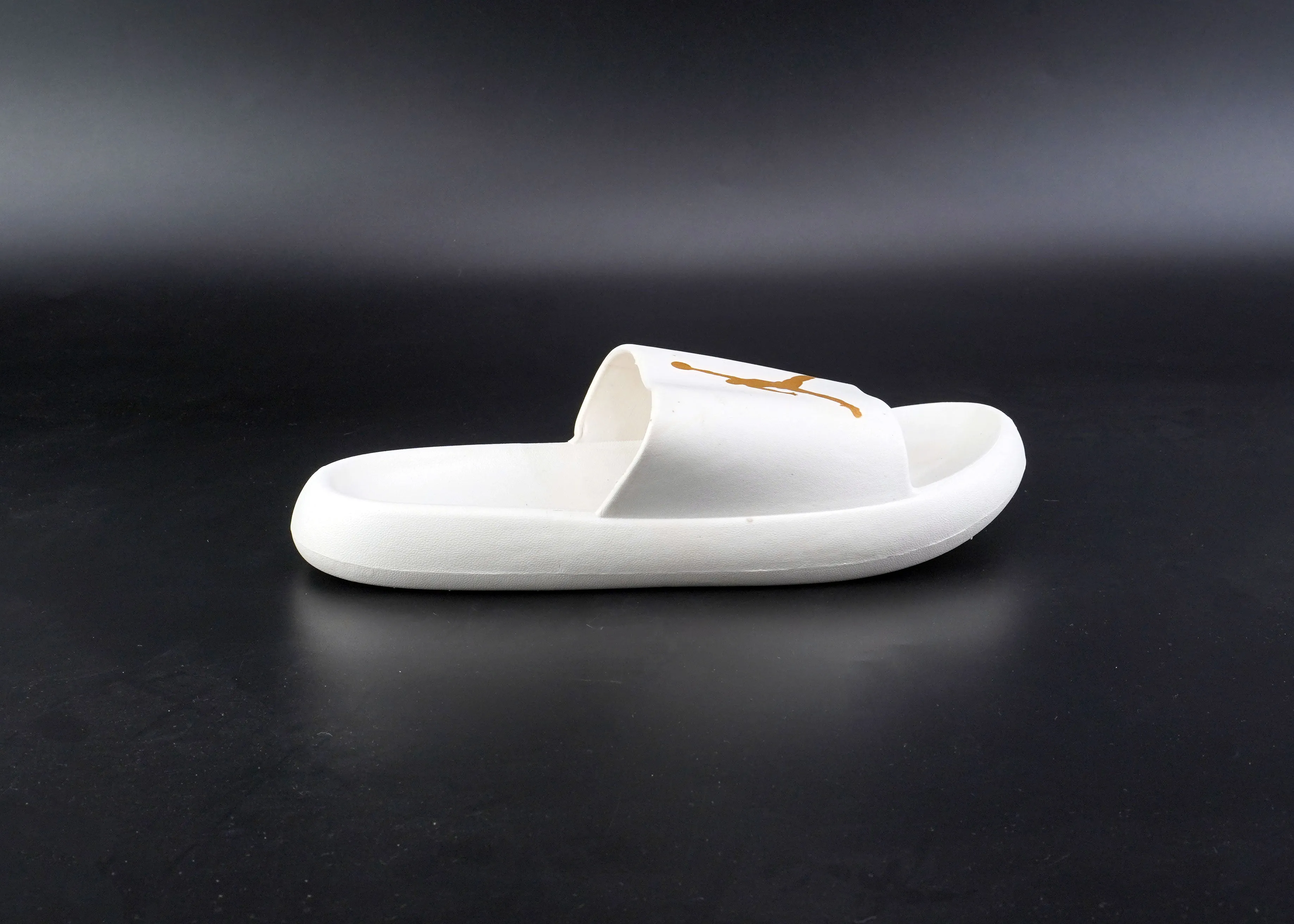 White Jordan slides for men in golden logo