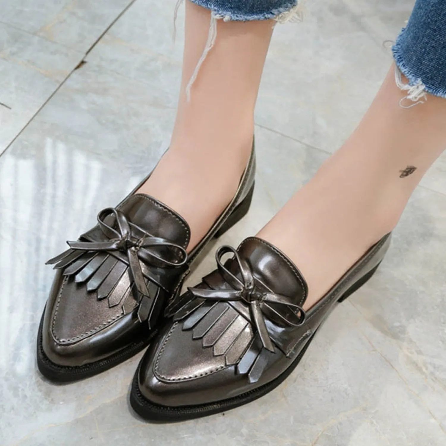 Women's Autumn Casual Leather Pointed Toe Oxfords