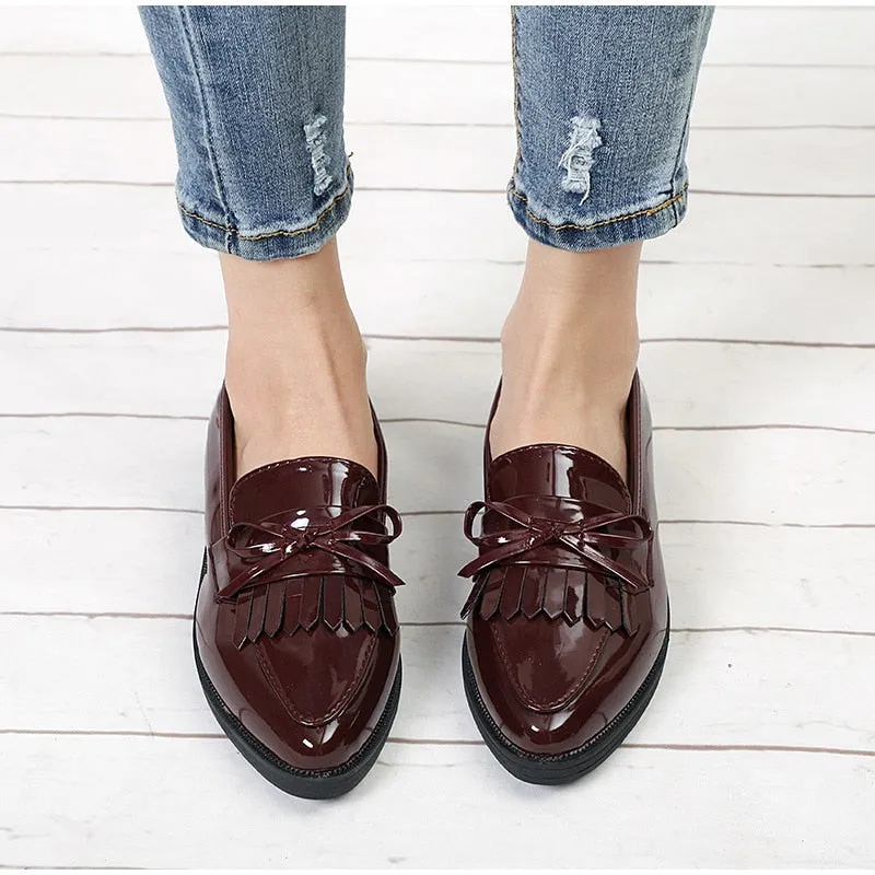 Women's Autumn Casual Leather Pointed Toe Oxfords