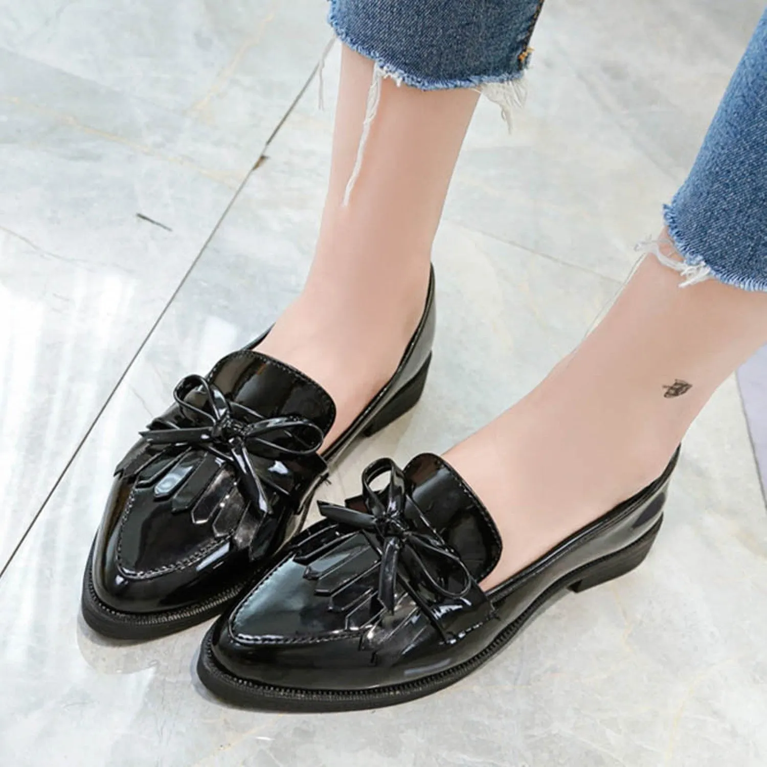 Women's Autumn Casual Leather Pointed Toe Oxfords