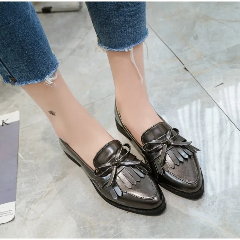 Women's Autumn Casual Leather Pointed Toe Oxfords