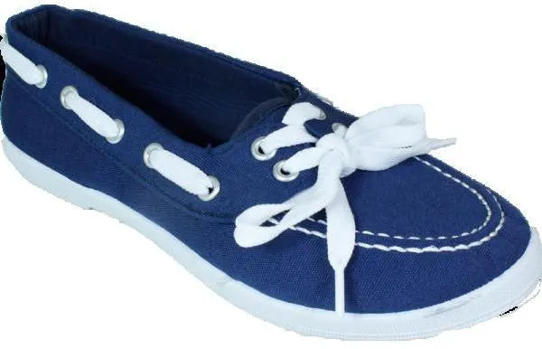 women's canvas boat sneaker (navy) Case of 24