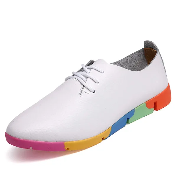 Women's Summer Genuine Leather Pointed Oxfords