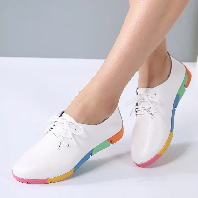 Women's Summer Genuine Leather Pointed Oxfords